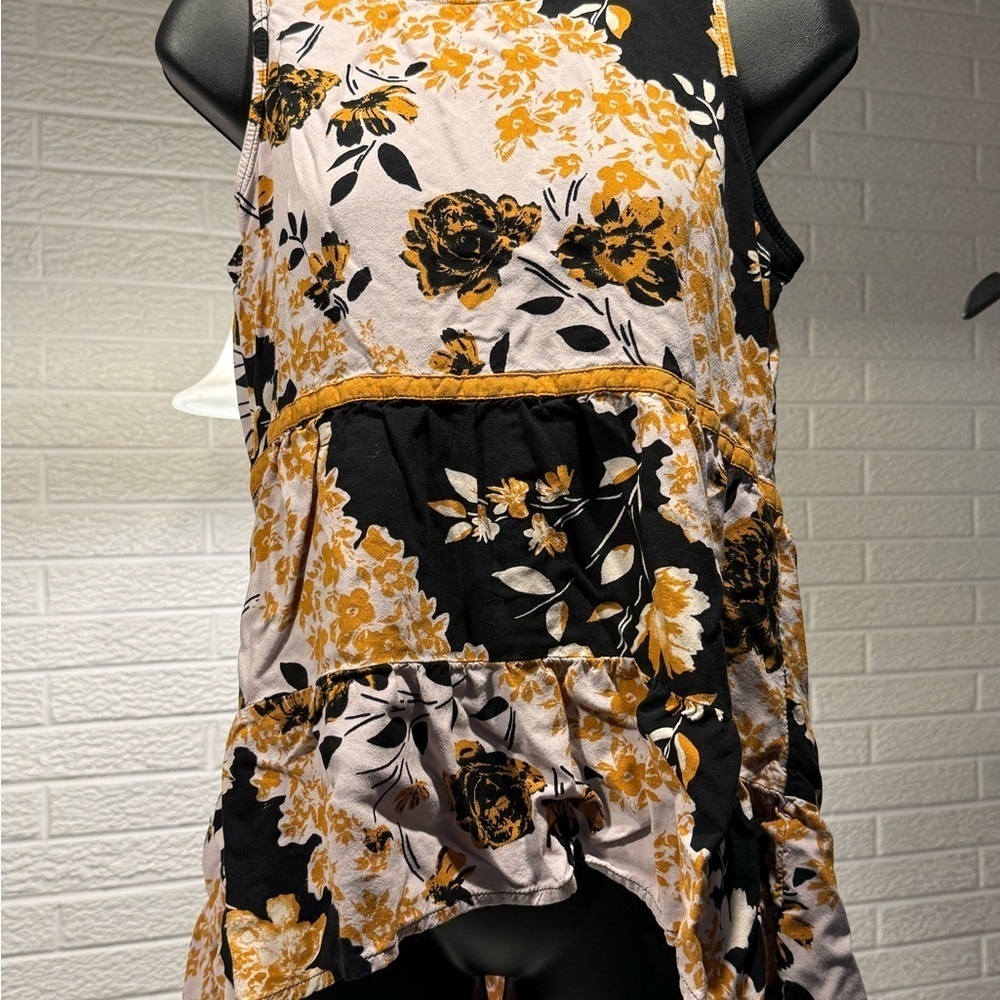 Maurices Mustard and Black Floral‎ Top